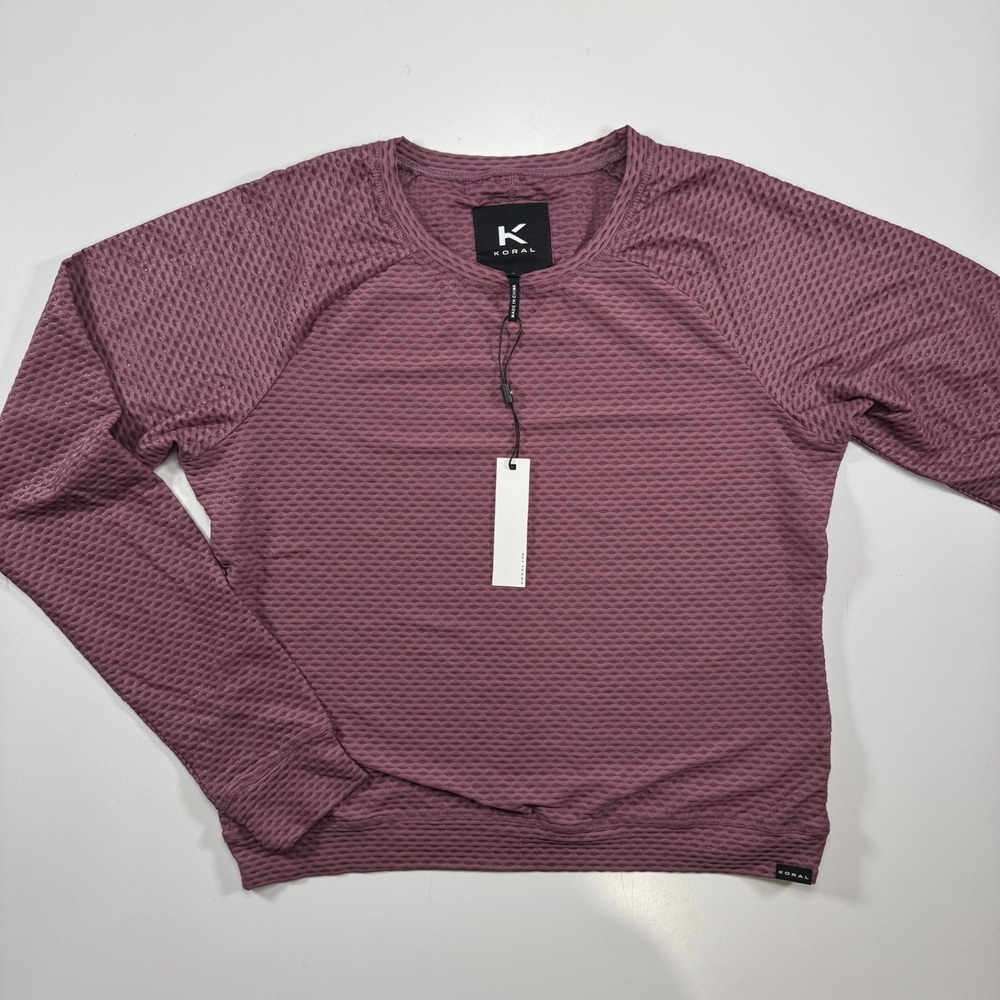 KORAL Sofia Shiny Netz Texturized Long Sleeve Top Womens Small Thumbholes Active